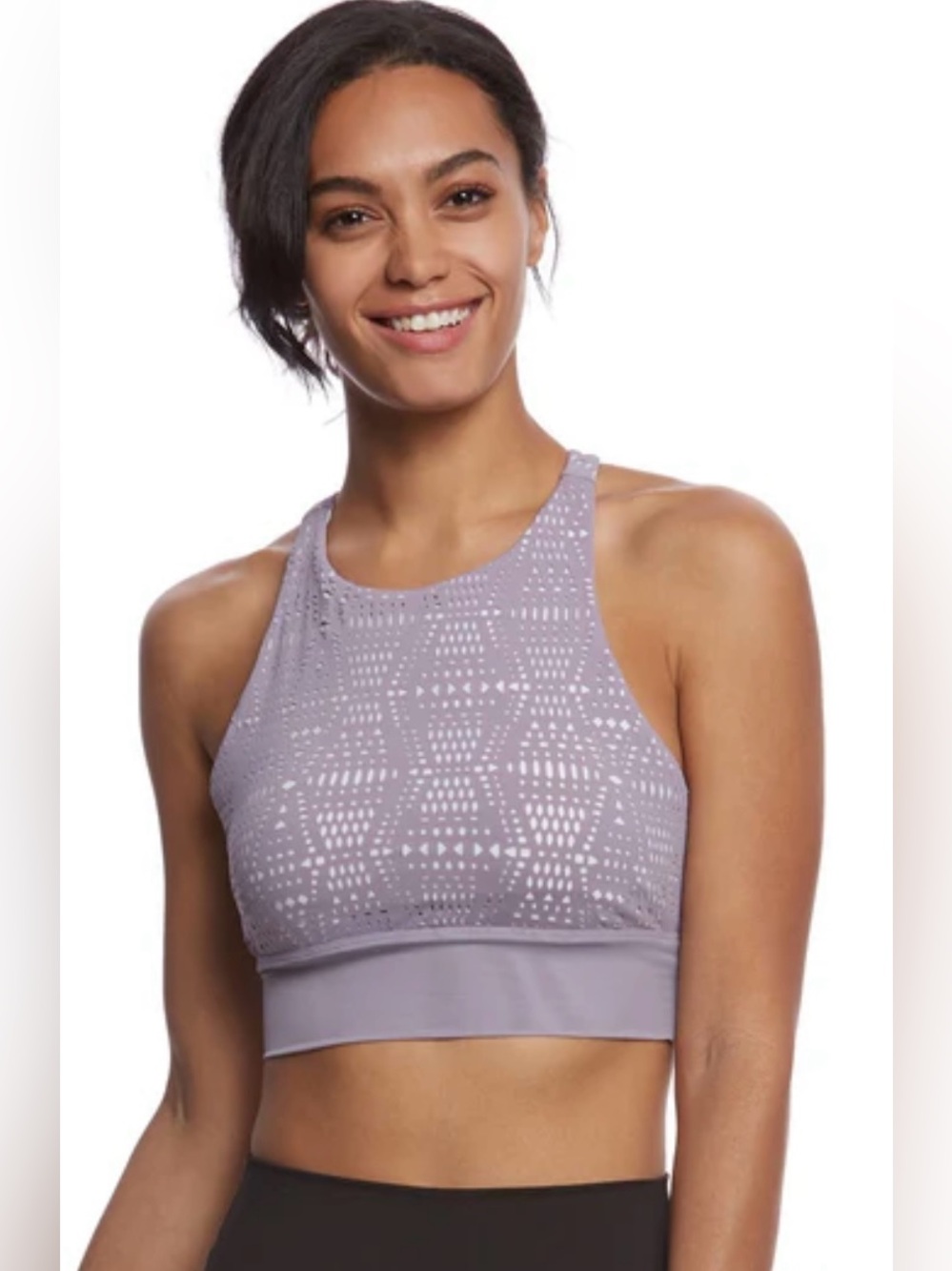 Alo Illuminate Purple High Neck Sports Bra Medium Laser cut